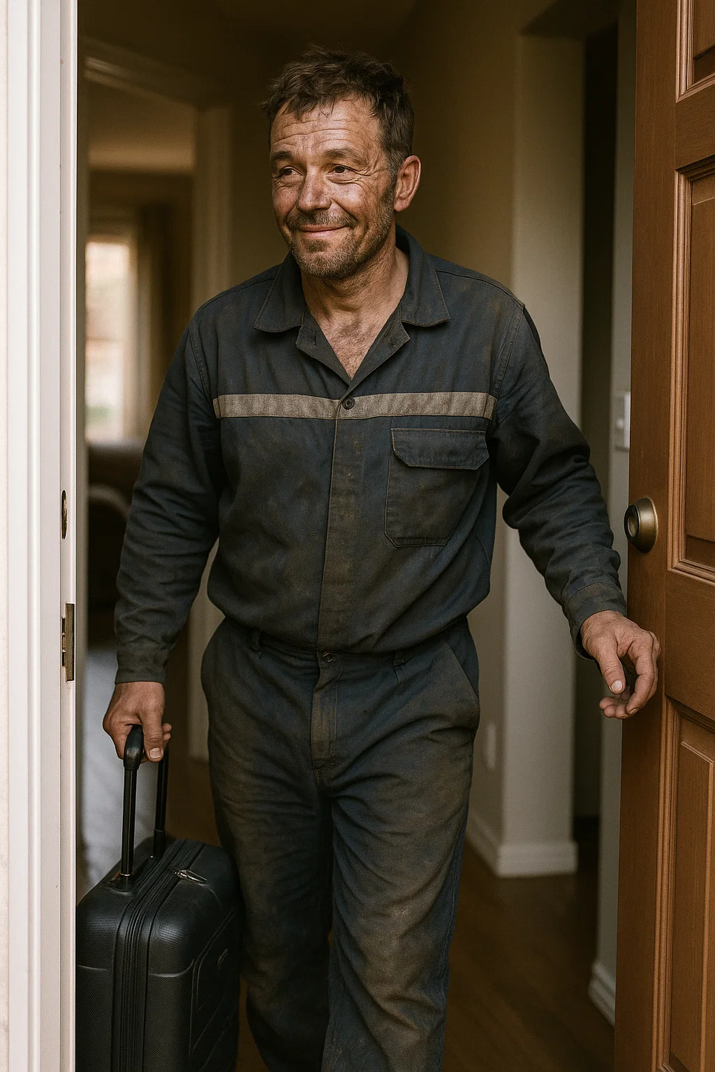 La reforma laboral en la minería de San Juan. Roster. Minero volviendo a su casa después de su jornada laboral