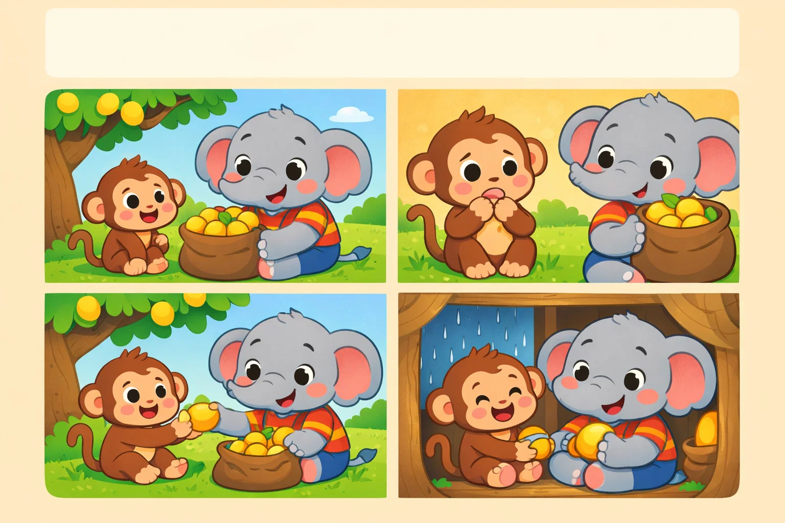 bedtime story of a monkey and elephant for kids